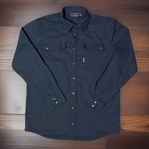 Truewerk Shirt Men’s Large LS Cloud Black Long Sleeve Snaps Workwear Technical